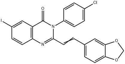 2-[2-(1,3-benzodioxol-5-yl)vinyl]-3-(4-chlorophenyl)-6-iodo-4(3H)-quinazolinone Struktur