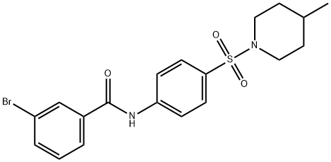 3-bromo-N-{4-[(4-methyl-1-piperidinyl)sulfonyl]phenyl}benzamide Struktur