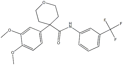 4-(3,4-dimethoxyphenyl)-N-[3-(trifluoromethyl)phenyl]tetrahydro-2H-pyran-4-carboxamide Struktur