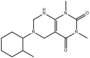 1,3-dimethyl-6-(2-methylcyclohexyl)-5,6,7,8-tetrahydropyrimido[4,5-d]pyrimidine-2,4(1H,3H)-dione Struktur