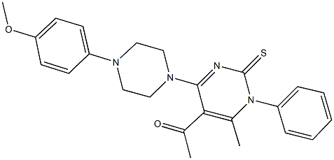 1-{4-[4-(4-methoxyphenyl)-1-piperazinyl]-6-methyl-1-phenyl-2-thioxo-1,2-dihydro-5-pyrimidinyl}ethanone Struktur