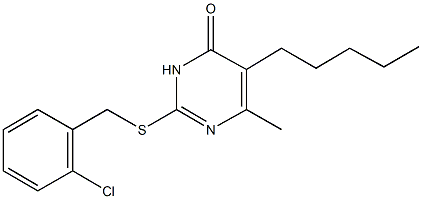 2-[(2-chlorobenzyl)sulfanyl]-6-methyl-5-pentyl-4(3H)-pyrimidinone Struktur