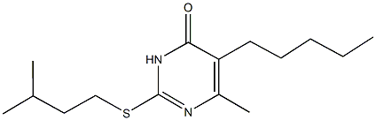 2-(isopentylsulfanyl)-6-methyl-5-pentyl-4(3H)-pyrimidinone Struktur