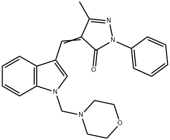 5-methyl-4-{[1-(4-morpholinylmethyl)-1H-indol-3-yl]methylene}-2-phenyl-2,4-dihydro-3H-pyrazol-3-one Struktur