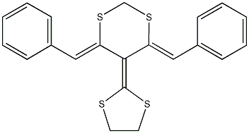 4,6-dibenzylidene-5-(1,3-dithiolan-2-ylidene)-1,3-dithiane Struktur