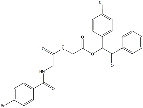 1-(4-chlorophenyl)-2-oxo-2-phenylethyl ({[(4-bromobenzoyl)amino]acetyl}amino)acetate Struktur