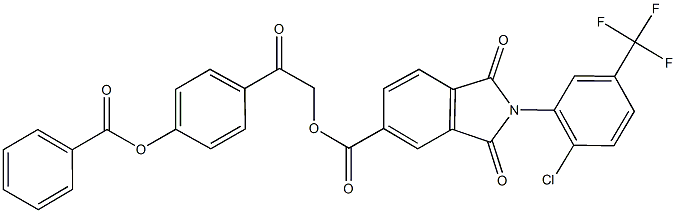 2-[4-(benzoyloxy)phenyl]-2-oxoethyl 2-[2-chloro-5-(trifluoromethyl)phenyl]-1,3-dioxo-5-isoindolinecarboxylate Struktur