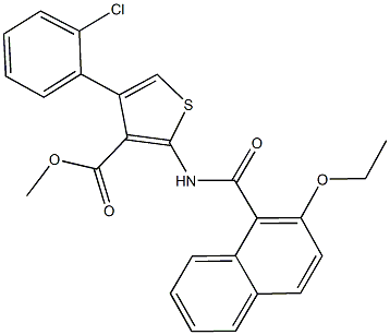 methyl 4-(2-chlorophenyl)-2-[(2-ethoxy-1-naphthoyl)amino]-3-thiophenecarboxylate Struktur