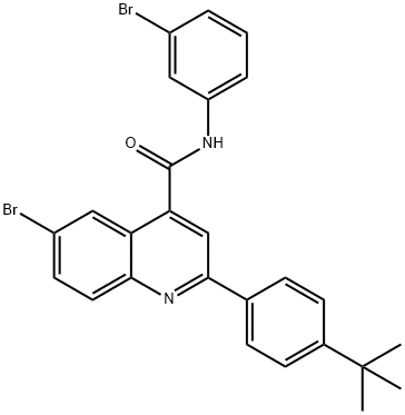 6-bromo-N-(3-bromophenyl)-2-(4-tert-butylphenyl)quinoline-4-carboxamide Struktur