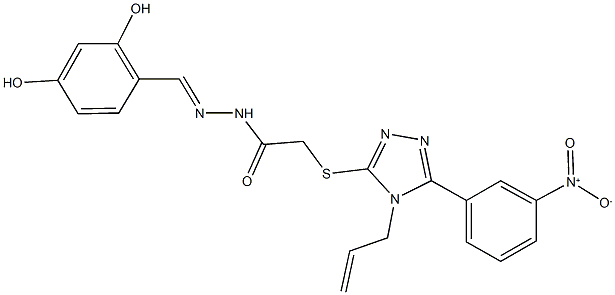 2-[(4-allyl-5-{3-nitrophenyl}-4H-1,2,4-triazol-3-yl)sulfanyl]-N'-(2,4-dihydroxybenzylidene)acetohydrazide Struktur