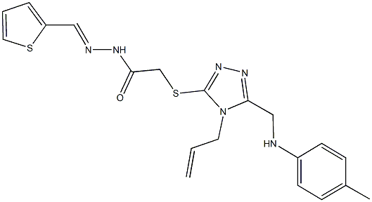 2-{[4-allyl-5-(4-toluidinomethyl)-4H-1,2,4-triazol-3-yl]sulfanyl}-N'-(2-thienylmethylene)acetohydrazide Struktur