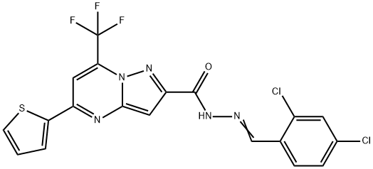 N'-(2,4-dichlorobenzylidene)-5-(2-thienyl)-7-(trifluoromethyl)pyrazolo[1,5-a]pyrimidine-2-carbohydrazide Struktur