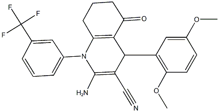 2-amino-4-(2,5-dimethoxyphenyl)-5-oxo-1-[3-(trifluoromethyl)phenyl]-1,4,5,6,7,8-hexahydro-3-quinolinecarbonitrile Struktur