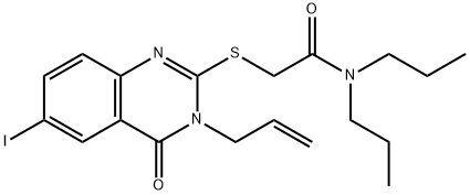 2-[(3-allyl-6-iodo-4-oxo-3,4-dihydro-2-quinazolinyl)sulfanyl]-N,N-dipropylacetamide Struktur