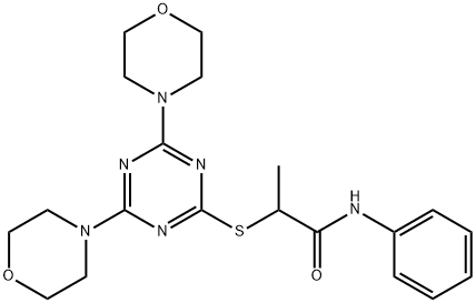 2-{[4,6-di(4-morpholinyl)-1,3,5-triazin-2-yl]sulfanyl}-N-phenylpropanamide Struktur