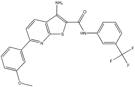 3-amino-6-(3-methoxyphenyl)-N-[3-(trifluoromethyl)phenyl]thieno[2,3-b]pyridine-2-carboxamide Struktur