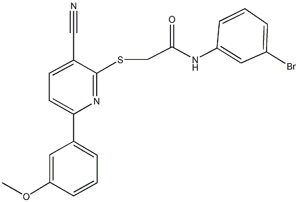 N-(3-bromophenyl)-2-{[3-cyano-6-(3-methoxyphenyl)pyridin-2-yl]sulfanyl}acetamide Struktur