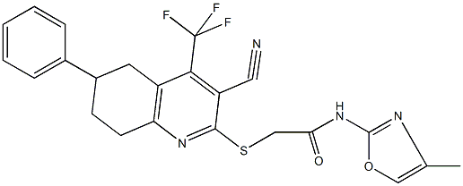 2-{[3-cyano-6-phenyl-4-(trifluoromethyl)-5,6,7,8-tetrahydroquinolin-2-yl]sulfanyl}-N-(4-methyl-1,3-oxazol-2-yl)acetamide Structure