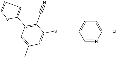 2-{[(6-chloro-3-pyridinyl)methyl]sulfanyl}-6-methyl-4-(2-thienyl)nicotinonitrile Struktur