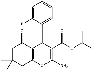 isopropyl 2-amino-4-(2-fluorophenyl)-7,7-dimethyl-5-oxo-5,6,7,8-tetrahydro-4H-chromene-3-carboxylate Struktur