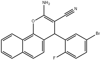 2-amino-4-(5-bromo-2-fluorophenyl)-4H-benzo[h]chromene-3-carbonitrile Struktur