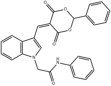 2-{3-[(4,6-dioxo-2-phenyl-1,3-dioxan-5-ylidene)methyl]-1H-indol-1-yl}-N-phenylacetamide Struktur