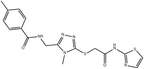 4-methyl-N-[(4-methyl-5-{[2-oxo-2-(1,3-thiazol-2-ylamino)ethyl]sulfanyl}-4H-1,2,4-triazol-3-yl)methyl]benzamide Struktur