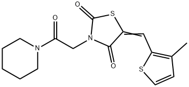 5-[(3-methyl-2-thienyl)methylene]-3-[2-oxo-2-(1-piperidinyl)ethyl]-1,3-thiazolidine-2,4-dione Struktur