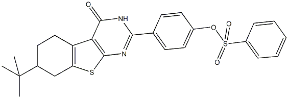 4-(7-tert-butyl-4-oxo-3,4,5,6,7,8-hexahydro[1]benzothieno[2,3-d]pyrimidin-2-yl)phenyl benzenesulfonate Struktur