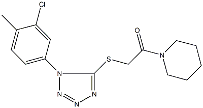 1-(3-chloro-4-methylphenyl)-1H-tetraazol-5-yl 2-oxo-2-(1-piperidinyl)ethyl sulfide Struktur