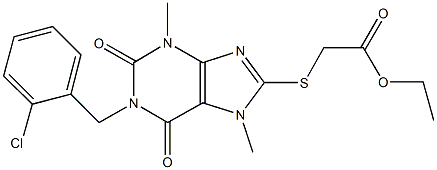 ethyl {[1-(2-chlorobenzyl)-3,7-dimethyl-2,6-dioxo-2,3,6,7-tetrahydro-1H-purin-8-yl]sulfanyl}acetate Struktur