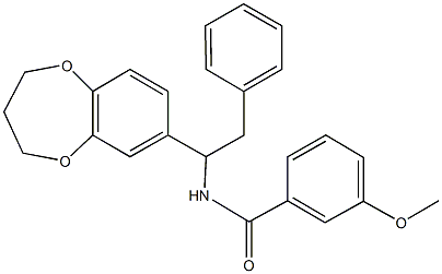 N-[1-(3,4-dihydro-2H-1,5-benzodioxepin-7-yl)-2-phenylethyl]-3-methoxybenzamide Struktur