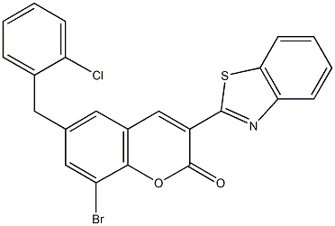 3-(1,3-benzothiazol-2-yl)-8-bromo-6-(2-chlorobenzyl)-2H-chromen-2-one Struktur