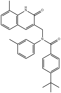 4-tert-butyl-N-[(2-hydroxy-8-methyl-3-quinolinyl)methyl]-N-(3-methylphenyl)benzamide Struktur