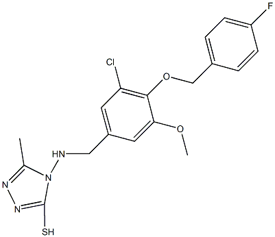 4-({3-chloro-4-[(4-fluorobenzyl)oxy]-5-methoxybenzyl}amino)-5-methyl-4H-1,2,4-triazol-3-yl hydrosulfide Struktur