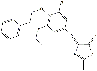 4-[3-chloro-5-ethoxy-4-(2-phenylethoxy)benzylidene]-2-methyl-1,3-oxazol-5(4H)-one Struktur