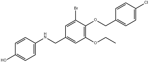 4-({3-bromo-4-[(4-chlorobenzyl)oxy]-5-ethoxybenzyl}amino)phenol Struktur