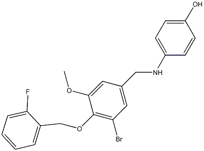 4-({3-bromo-4-[(2-fluorobenzyl)oxy]-5-methoxybenzyl}amino)phenol Struktur