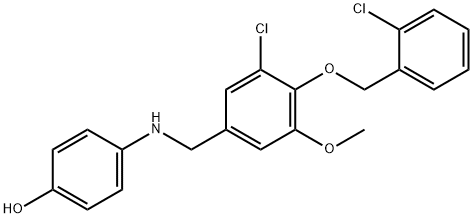 4-({3-chloro-4-[(2-chlorobenzyl)oxy]-5-methoxybenzyl}amino)phenol Struktur