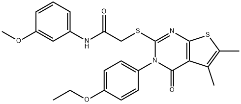 2-{[3-(4-ethoxyphenyl)-5,6-dimethyl-4-oxo-3,4-dihydrothieno[2,3-d]pyrimidin-2-yl]sulfanyl}-N-(3-methoxyphenyl)acetamide Struktur