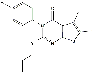 3-(4-fluorophenyl)-5,6-dimethyl-2-(propylsulfanyl)thieno[2,3-d]pyrimidin-4(3H)-one Struktur