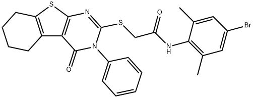 N-(4-bromo-2,6-dimethylphenyl)-2-[(4-oxo-3-phenyl-3,4,5,6,7,8-hexahydro[1]benzothieno[2,3-d]pyrimidin-2-yl)sulfanyl]acetamide Struktur