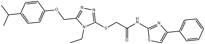 2-({4-ethyl-5-[(4-isopropylphenoxy)methyl]-4H-1,2,4-triazol-3-yl}sulfanyl)-N-(4-phenyl-1,3-thiazol-2-yl)acetamide Struktur