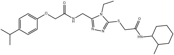 2-{[4-ethyl-5-({[(4-isopropylphenoxy)acetyl]amino}methyl)-4H-1,2,4-triazol-3-yl]sulfanyl}-N-(2-methylcyclohexyl)acetamide Struktur