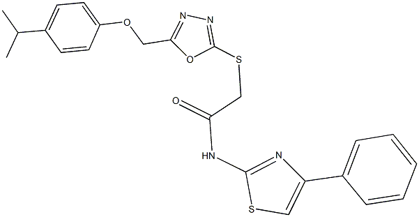 2-({5-[(4-isopropylphenoxy)methyl]-1,3,4-oxadiazol-2-yl}sulfanyl)-N-(4-phenyl-1,3-thiazol-2-yl)acetamide Struktur