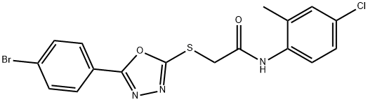 2-{[5-(4-bromophenyl)-1,3,4-oxadiazol-2-yl]sulfanyl}-N-(4-chloro-2-methylphenyl)acetamide Struktur