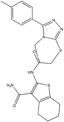 2-[({[4-ethyl-5-(4-methylphenyl)-4H-1,2,4-triazol-3-yl]sulfanyl}acetyl)amino]-4,5,6,7-tetrahydro-1-benzothiophene-3-carboxamide Struktur