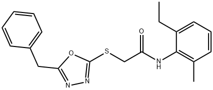 2-[(5-benzyl-1,3,4-oxadiazol-2-yl)sulfanyl]-N-(2-ethyl-6-methylphenyl)acetamide Struktur