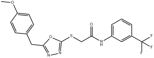 2-{[5-(4-methoxybenzyl)-1,3,4-oxadiazol-2-yl]sulfanyl}-N-[3-(trifluoromethyl)phenyl]acetamide Struktur