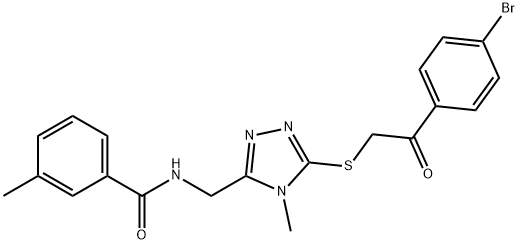 N-[(5-{[2-(4-bromophenyl)-2-oxoethyl]sulfanyl}-4-methyl-4H-1,2,4-triazol-3-yl)methyl]-3-methylbenzamide Struktur